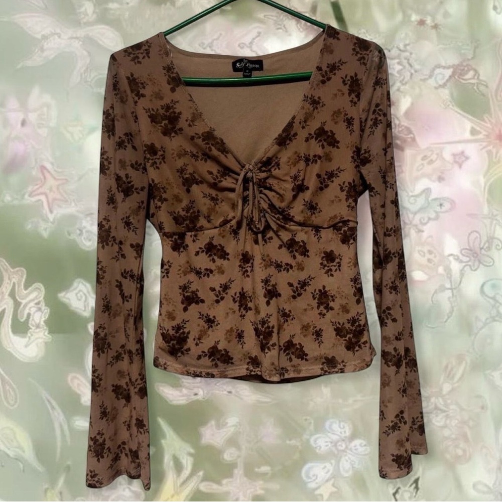 Self Esteem Brown Floral Long Sleeve Top
